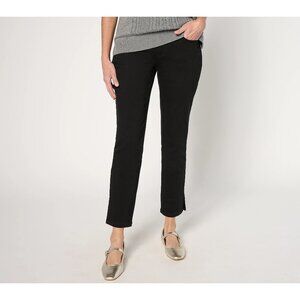 Belle by Kim Gravel Regular Primabelle Twill Ankle Slit Jean Size 12 Solid Black